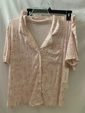 COMO SLEEP Mahjong Tiles Pajamas Set in Faded Pink Sz LARGE